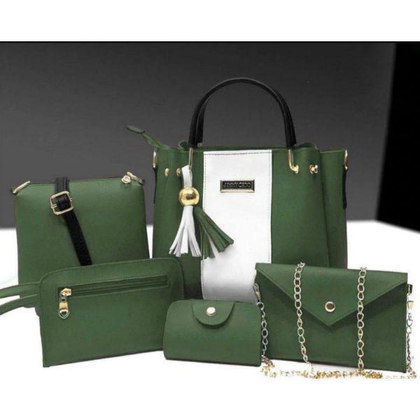 Stylish Women's PU Leather Hand Bag Set - 5 Pcs