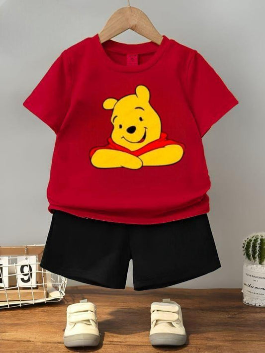 Unisex Cotton Jersey T-Shirt and Shorts Set - 2 Pcs in Fun Printed Design for Ages 1-10 Years