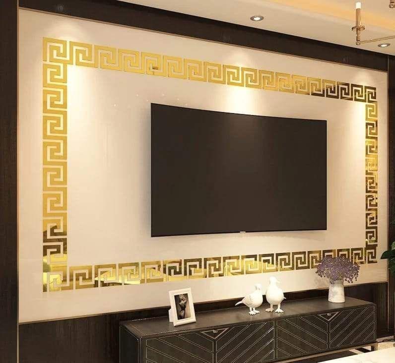 18 Pcs Golden Acrylic Wall Adhesive Mirror