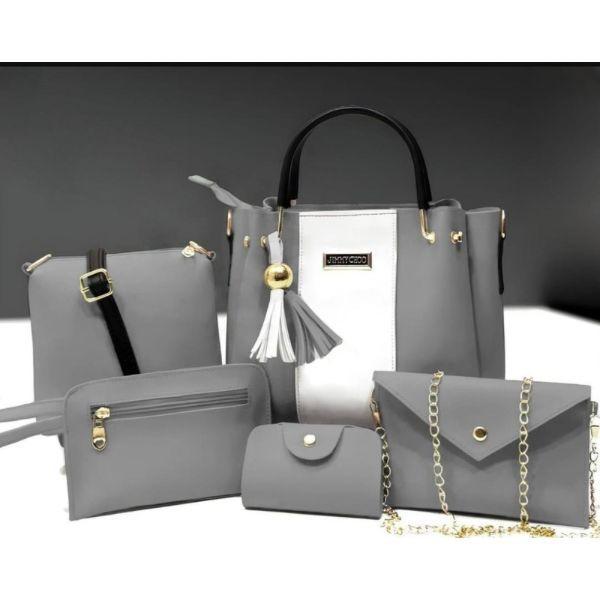 Stylish Women's PU Leather Hand Bag Set - 5 Pcs