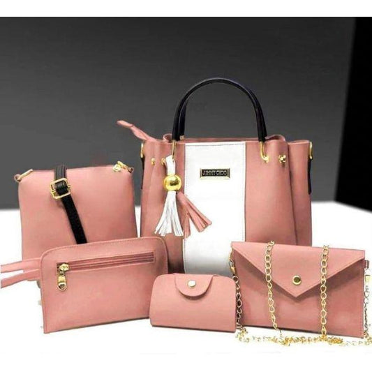 Stylish Women's PU Leather Hand Bag Set - 5 Pcs