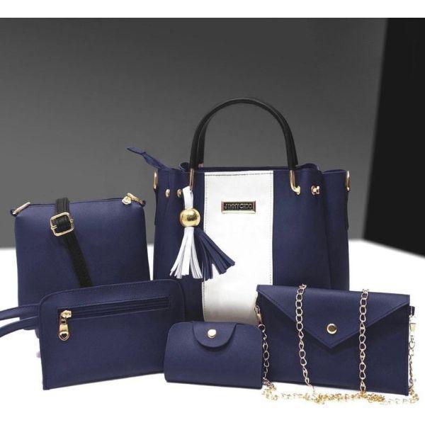 Stylish Women's PU Leather Hand Bag Set - 5 Pcs